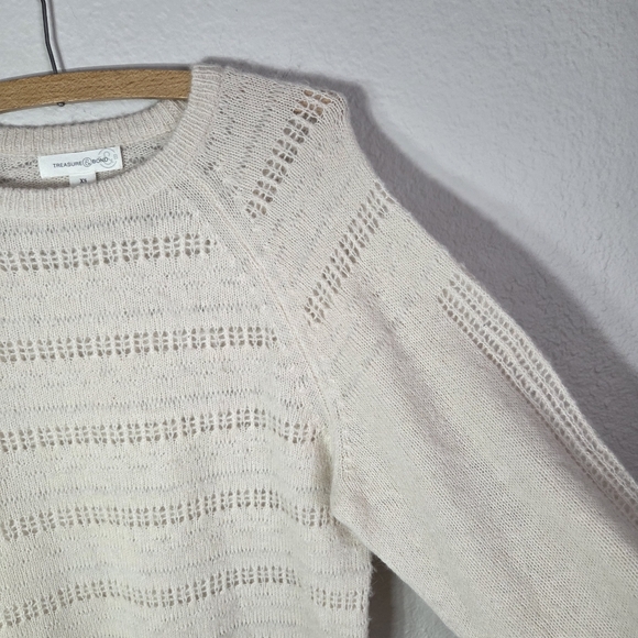 Treasure & Bond Womens XS Knit Sweater Cream Alpaxa Wool Crew Neck - Picture 9 of 16